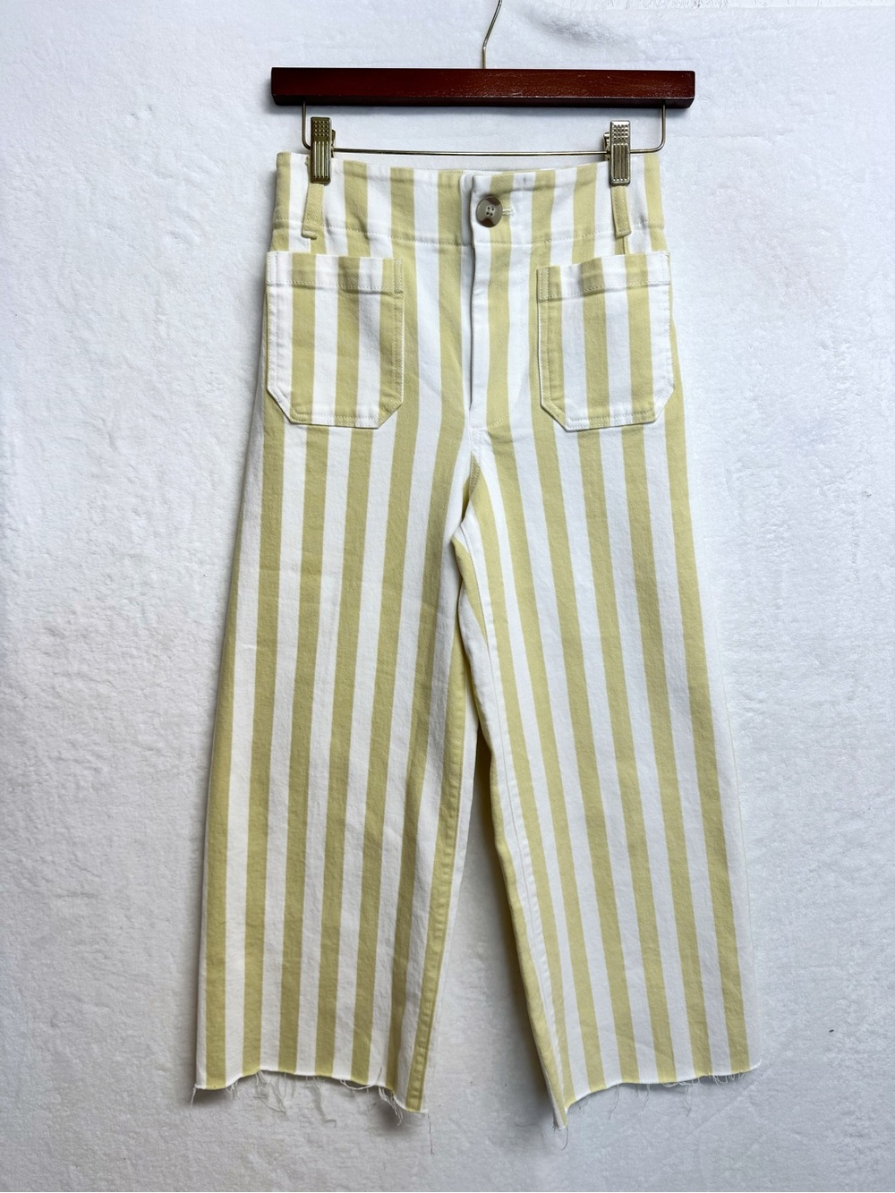 Maeve Anthropologie Pants Size 25 The Colette Yellow White Striped Wide Leg